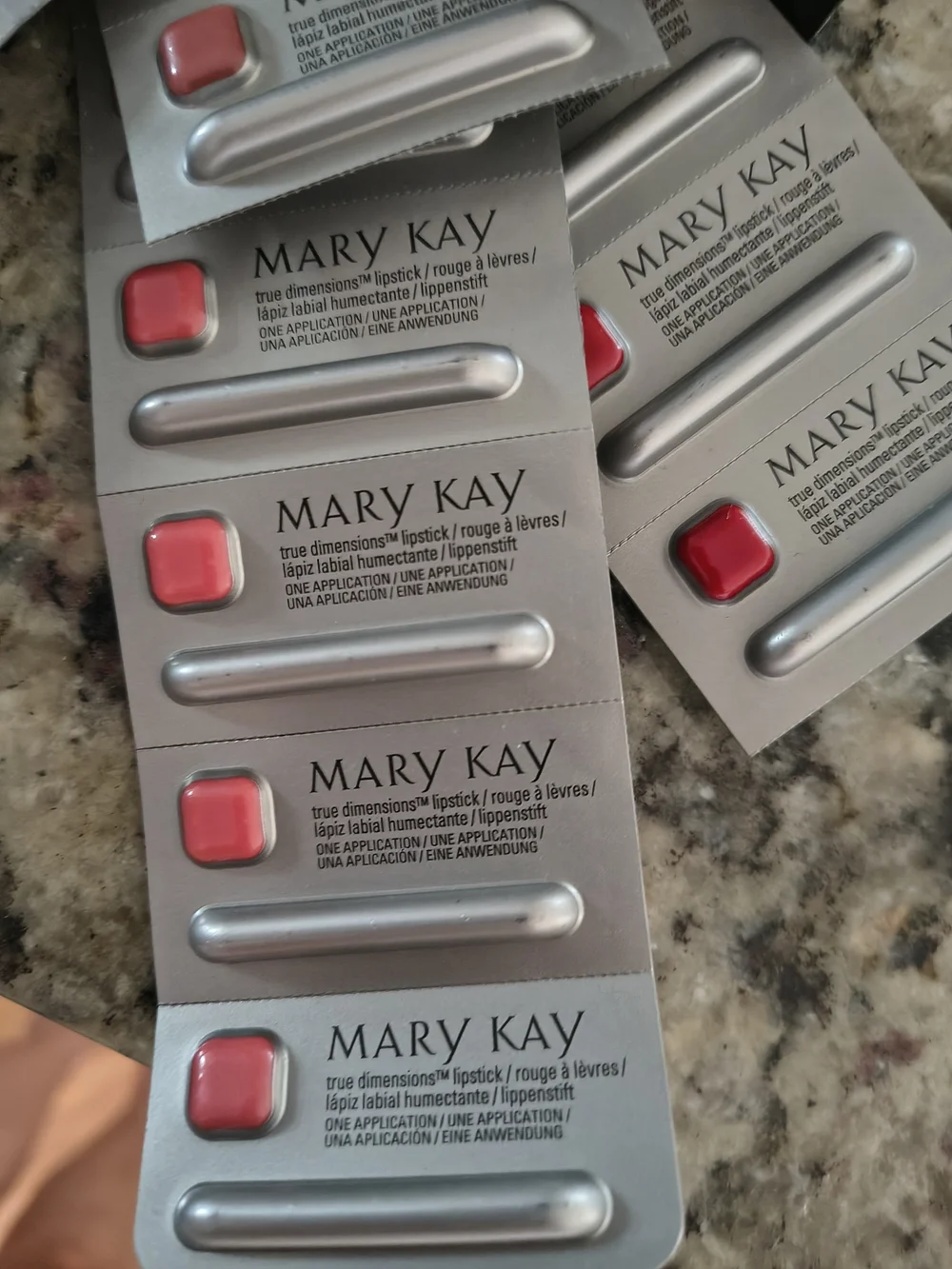 Mary Kay Sample Lipstick Swatches in Coral Pink